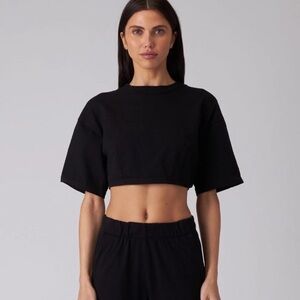 TALENTLESS crop darted tee XL in Pitch Black